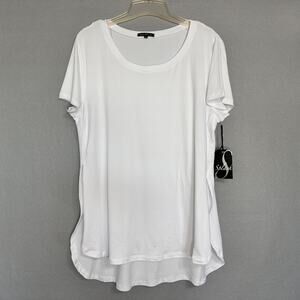 Splash White Basic‎ T-shirt Size 1X High Low Short Sleeve Classic Casual